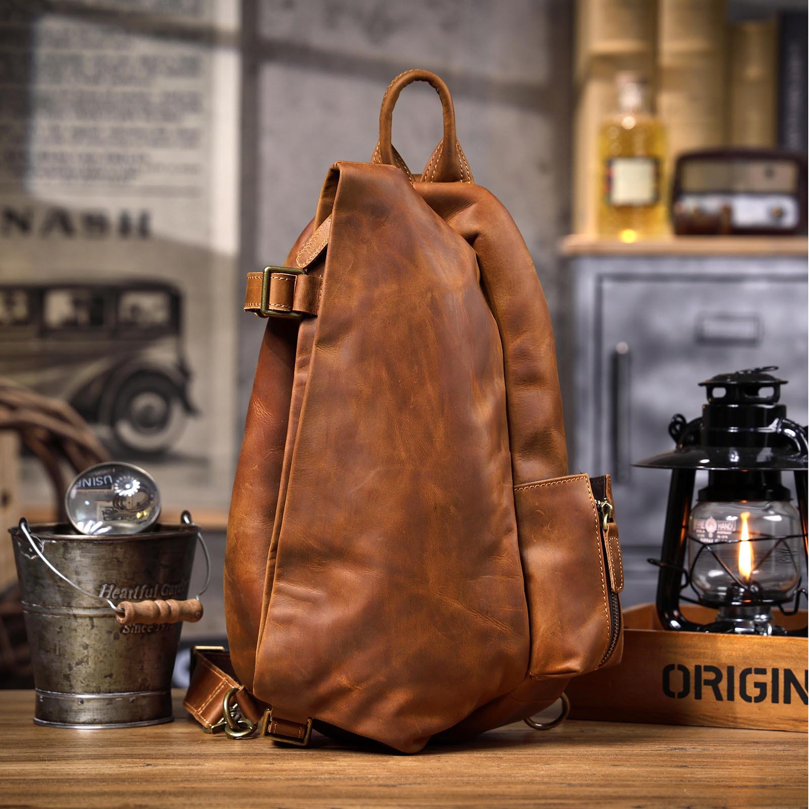 Travel Organizer Men - Винтажный дизайнерский органайзер Crazy Horse из